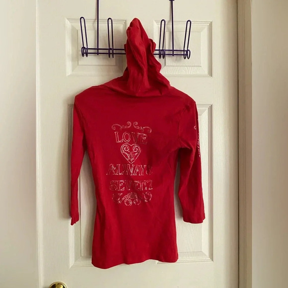 7 For All Mankind lightweight 3/4 sleeve hooded shirt - Picture 6 of 7